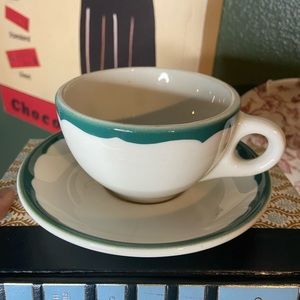 Syracuse green and blue bite wintergreen coffee cup and saucer set of 4